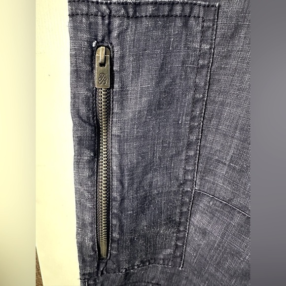 TOMMY BAHAMA 14 Coastal Indigo Blue 100% Linen Cropped Cargo Pants Zipper Pocket - Picture 6 of 13